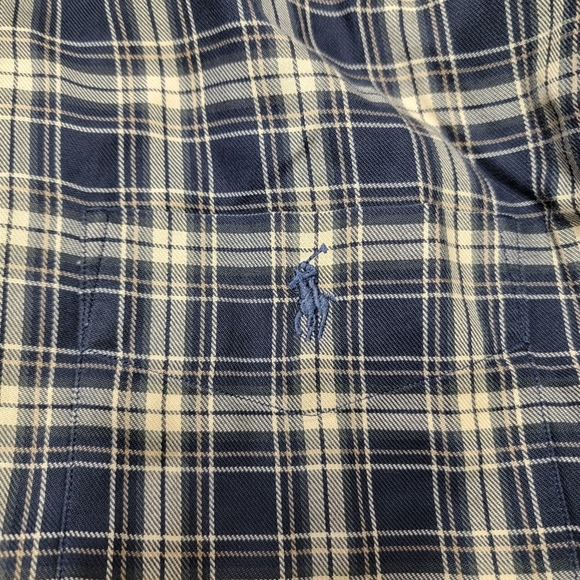 Ralph Lauren McMeel Navy & Tan Plaid Button-Down Shirt L - Picture 5 of 6